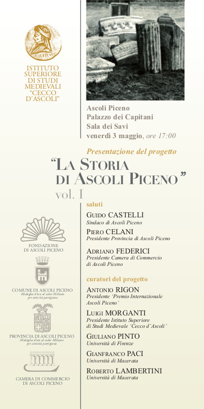 Presentazione del Progetto editoriale - LA STORIA DI ASCOLI PICENO 