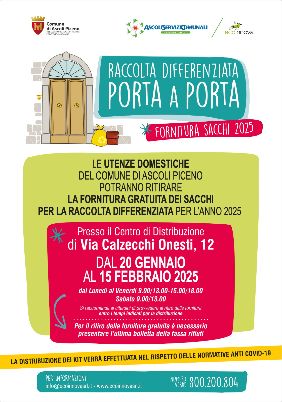 Raccolta differenziata porta a porta - Fornitura sacchi 2025