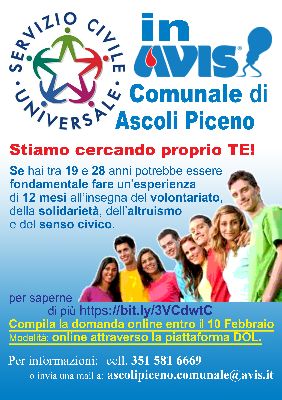 Servizio civile universale - Avis comunale di Ascoli