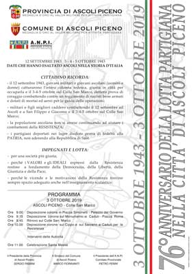 76° Anniversario della lotta partigiana nella città di Ascoli Piceno