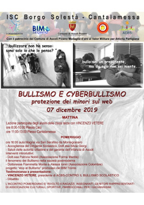 Locandina Bullismo e cyberbullismo