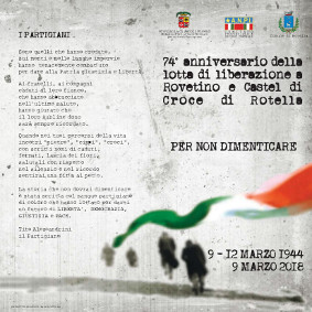 74° anniversario delle lotte di liberazione a Rovetino e Castel di Croce di Rotella