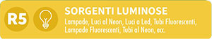 R5 - Sorgenti luminose - Lampade, luci al neon, luci a led, tubi fluorescenti, lampade fluorescenti, tubi al neon, ecc.