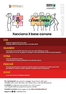 Il Comune di Ascoli aderisce al progetto "Ci Sto?Affare Fatica! - Facciamo il bene comune”