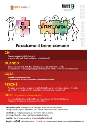 Al via il progetto "Ci Sto? Affare Fatica!"