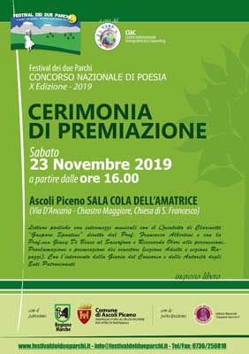 Festival dei due Parchi - Concorso nazionale di poesia - X Edizione - 2019