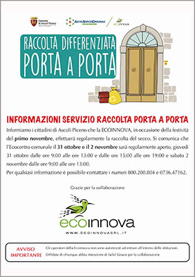 Informazioni servizio raccolta porta a porta