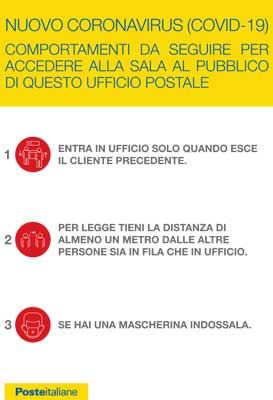 Comportamenti da seguire per accedere alla sala al pubblico dell'ufficio postale