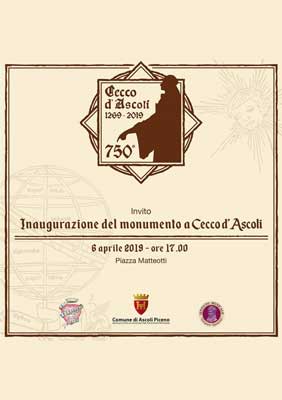  Inaugurazione del monumento a Cecco d'Ascoli - 8 aprile 2019 -ore 17.00 - Piazza Matteotti