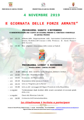 4 novembre 2019 - Giornata delle Forze Armate