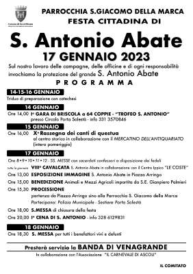 Festa cittadina di S.Antonio Abate - 14/15/16 gennaio 2023