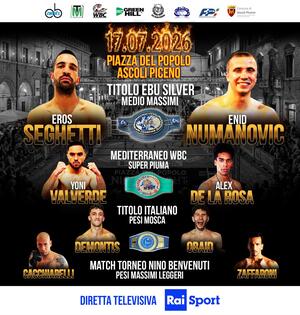 La boxe professionistica fa tappa in Piazza del Popolo, venerdì "Fight Card" con incontri nazionali e internazionali e diretta su Rai Sport