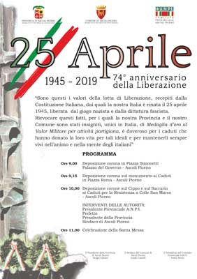 25 Aprile - 1945-2019 74° anniversario della Liberazione