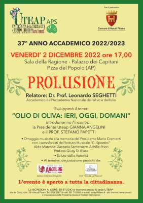 Prolusione: "Olio di oliva: ieri, oggi, domani"