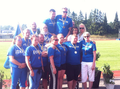 La nazionale italiana sul podio del mondiale 2014 in Svezia