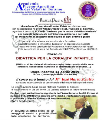 Corso di didattica per la coralità infantile