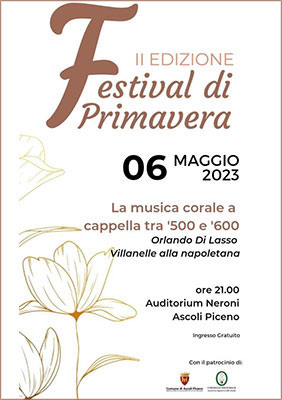 Festival di Primavera - II Edizione - La musica corale a cappella tra 500 e 600