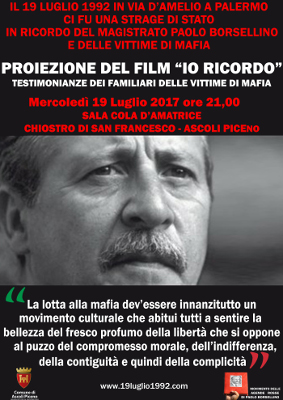 Proiezione del film " Io ricordo"