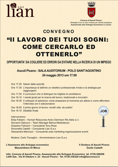 Convegno - Il lavoro dei tuoi sogni: come cercarlo ed ottenerlo