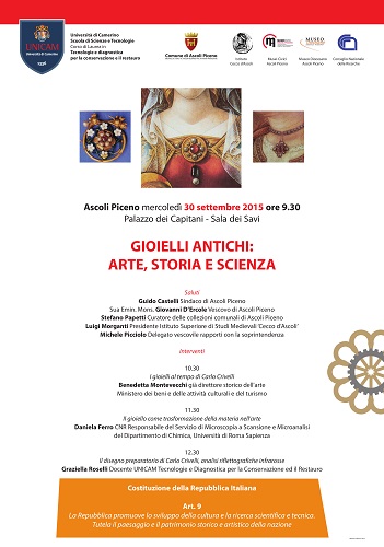 Locandina Gioielli antichi: arte, storia e scienza - mercoledì 30 settembre 2015