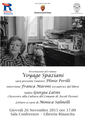 Locandina di presentazione libro Voyage Spaziani di Plinio Perilli