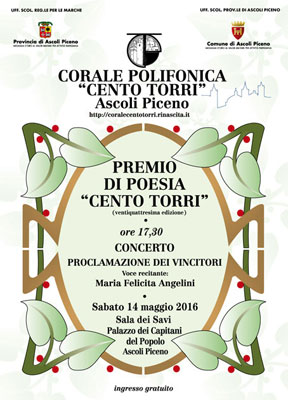 Cerimonia di premiazione Premio di poesia "Cento Torri" - 24° Edizione anno 2016