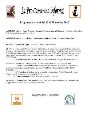 Eventi a Camerino per aiutare le zone del sisma