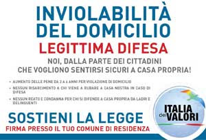 Inviolabilita' del domicilio - Legittima difesa