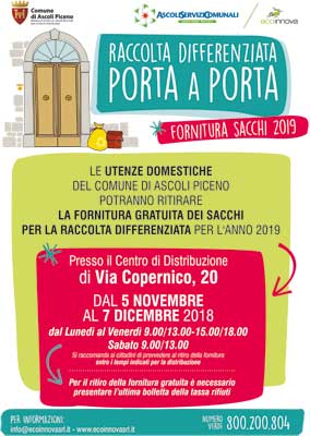 Fornitura sacchi per raccolta differenziata 2019