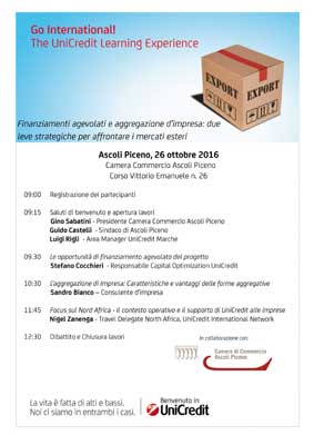 Convegno: Finanziamenti agevolati e aggregazione d'impresa: due leve strategiche per affrontare i mercati esteri
