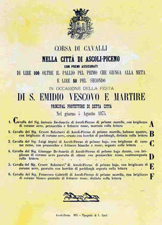 Bando del 5 Agosto 1875 - Corsa di cavalli