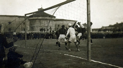 Azione di gioco durante una partita - anni '20