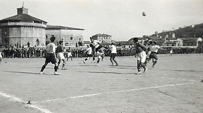 Azione di gioco durante una partita - anni '20