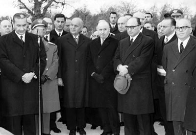 Visita del Presidente del Consiglio, Onorevole Aldo Moro, inaugurazione del monumento ai Partigiani sul Colle San Marco - anno 1965