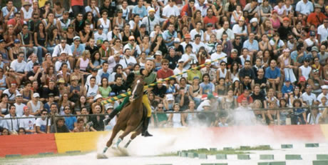 Un momento della giostra a cavallo