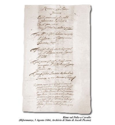 Rime sul Palio a cavallo, dalle Riformanze del 5 agosto 1604