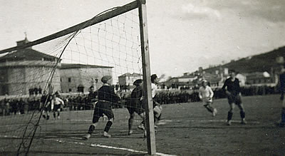 Azione di gioco durante una partita - anni '20