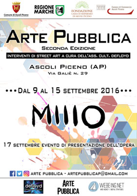 Seconda edizione "Arte Pubblica" - dal 9 al 15 settembre 2016