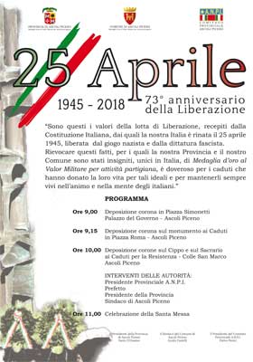 25 Aprile: 73° anniversario della Liberazione