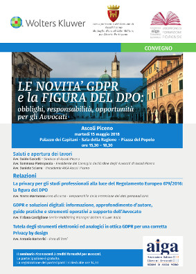 Le novità gdpr e la figura del dpo: obblighi, responsabilità, opportunità per gli Avvocati