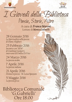 Locandina con programma I giovedì della Biblioteca