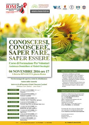 Conoscersi, conoscere, saper fare, saper essere: corso di formazione per volontari