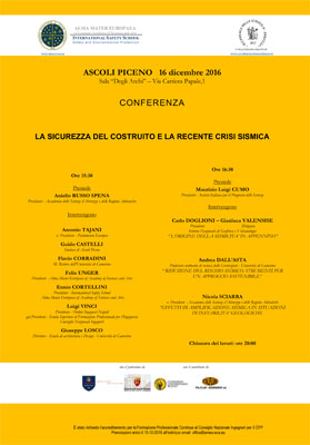 Conferenza: La sicurezza del costruito e la recente crisi sismica