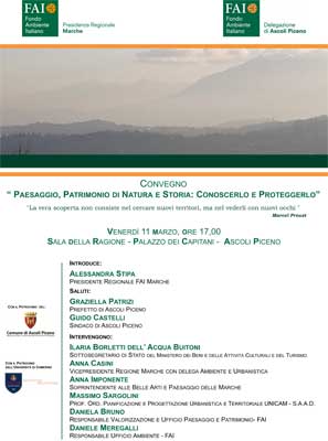 Convegno "Paesaggio, patrimonio di natura e storia: conoscerlo e proteggerlo"