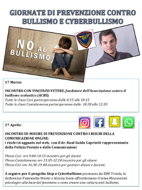 Giornate di prevenzione contro bullismo e cyberbullismo