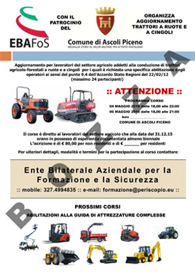 Aggiornamento per lavoratori del settore agricolo
