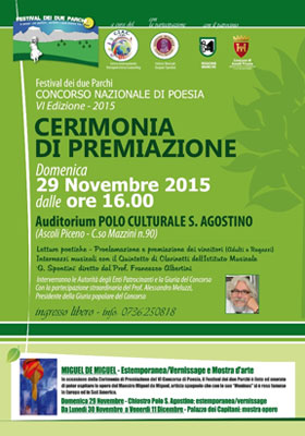 Cerimonia di premiazione VI Concorso di Poesia Festival dei due Parchi
