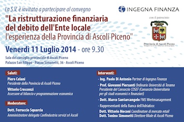 La ristrutturazione finanziaria del debito dell'Ente Locale - l'esperienza della Provincia di Ascoli Piceno