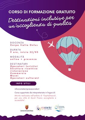 Corso di formazione gratuito "Destinazioni inclusive per un'accoglienza di qualità"