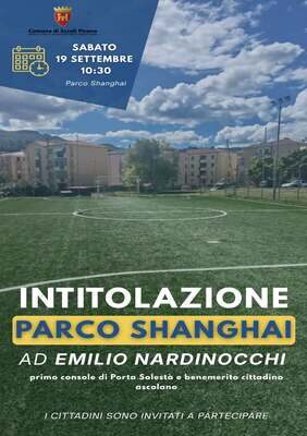 Intitolazione parco Shanghai ad Emilio Nardinocchi 